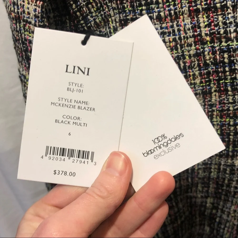 NWT Bloomingdale’s LINI Colorful Tweed Double Breasted Blazer - Picture 8 of 8